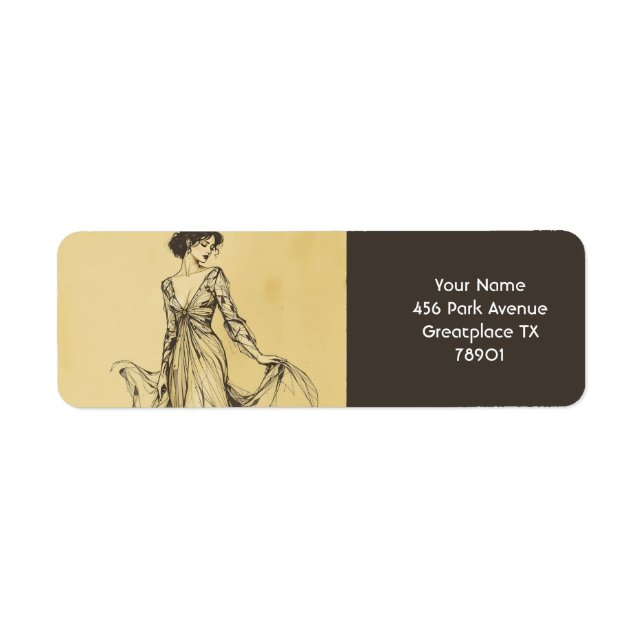 Fantasy Cute Lady Pencil Drawing Return Address Label (Front)