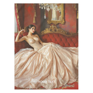 Fantasy Cute Lady Pink Dress Tablecloth