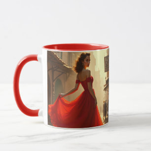 Fantasy Cute Lady Red Dress Mug