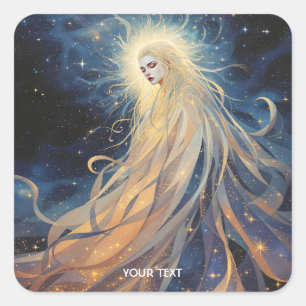 Fantasy Cute Lady Space Stars Square Sticker