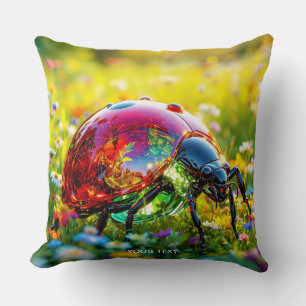 Fantasy Cute Ladybug Polished Glass Cushion
