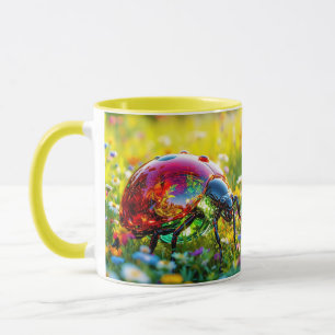 Fantasy Cute Ladybug Polished Glass Mug