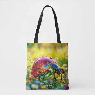 Fantasy Cute Ladybug Polished Glass Tote Bag