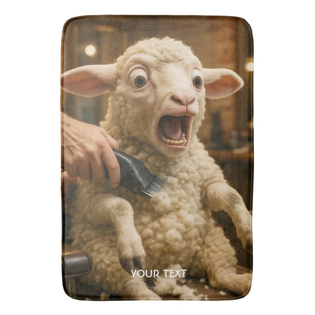 Fantasy Cute Lamb Scared Shaving Bath Mat (Front Vertical)