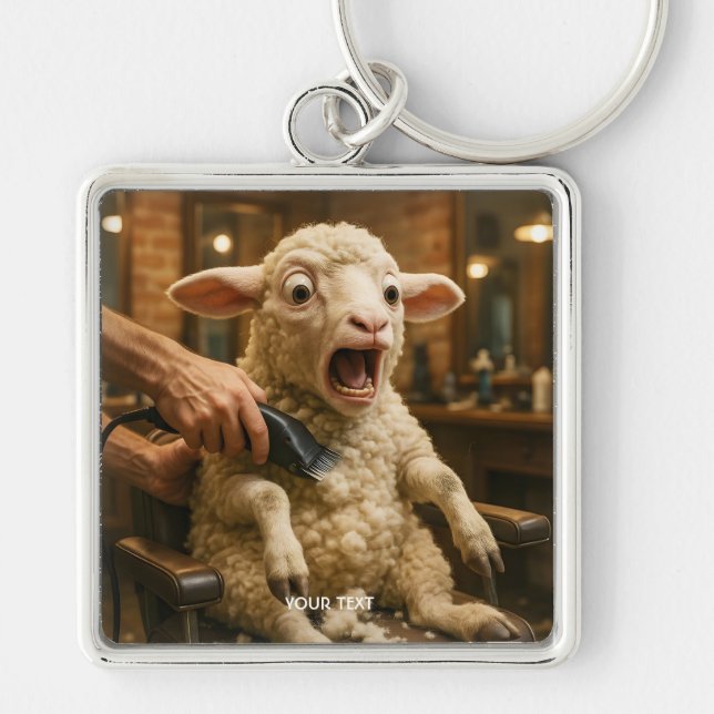 Fantasy Cute Lamb Scared Shaving Key Ring (Front)