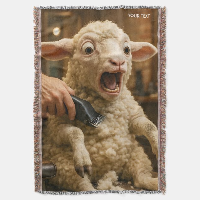 Fantasy Cute Lamb Scared Shaving Throw Blanket (Front Vertical)