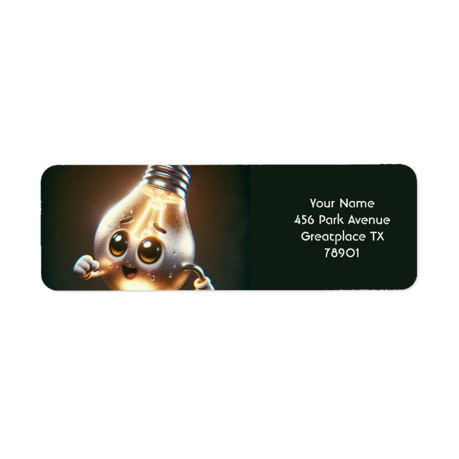 Fantasy Cute Lamp Bulb Running Return Address Label (Front)