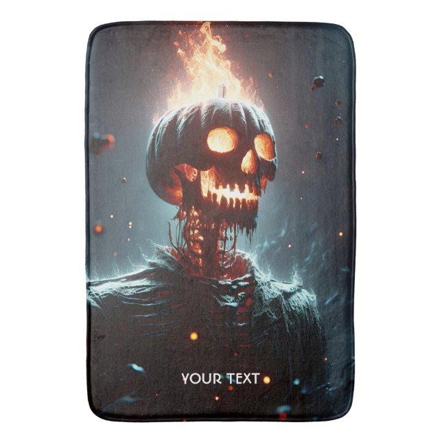 Fantasy Cute Lantern Pumpkin Halloween Bath Mat (Front Vertical)