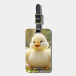 Fantasy Cute Laughing Fluffy Duck Luggage Tag