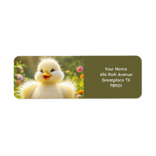 Fantasy Cute Laughing Fluffy Duck Return Address Label