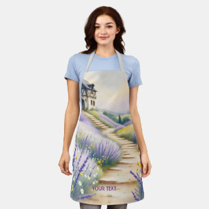 Fantasy Cute Lavender House Flowers Apron