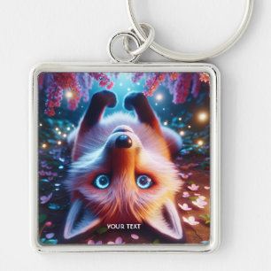 Fantasy Cute Laying Playing Fox Key Ring