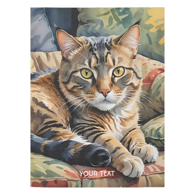 Fantasy Cute Lazy Cat Couch Tablecloth (Front)
