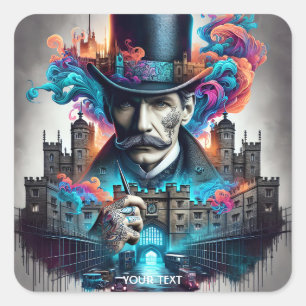 Fantasy Cute Legendary Detective London Square Sticker