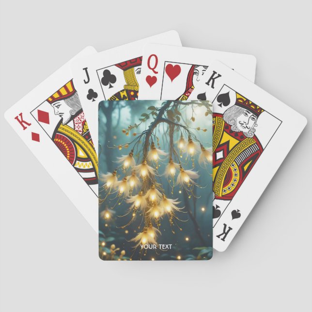 Fantasy Cute Light Tree Flowers Playing Cards (Back)