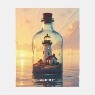 Fantasy Cute Lighthouse In Bottle Fleece Blanket