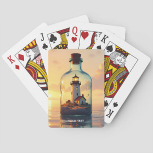 Fantasy Cute Lighthouse In Bottle Playing Cards