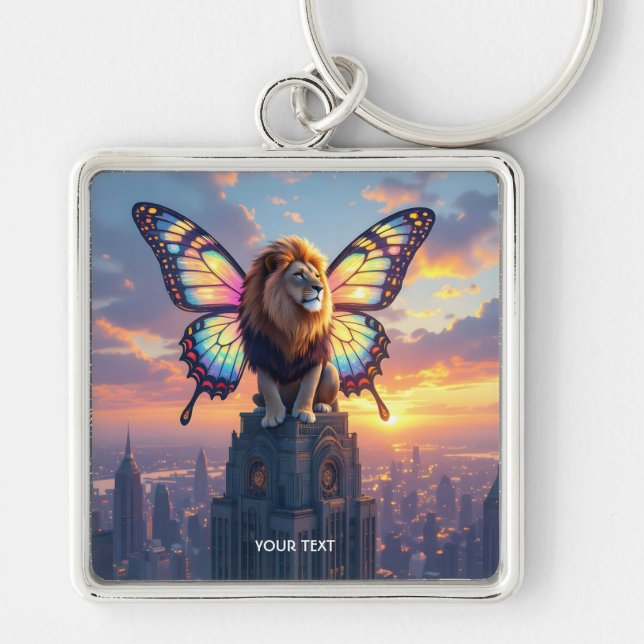 Fantasy Cute Lion Butterfly Wings Key Ring (Front)