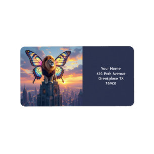 Fantasy Cute Lion Butterfly Wings Label