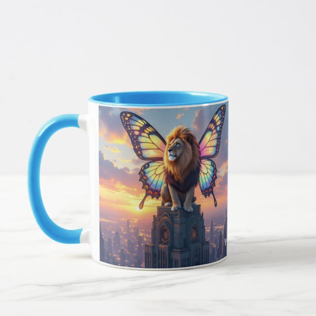 Fantasy Cute Lion Butterfly Wings Mug (Left)