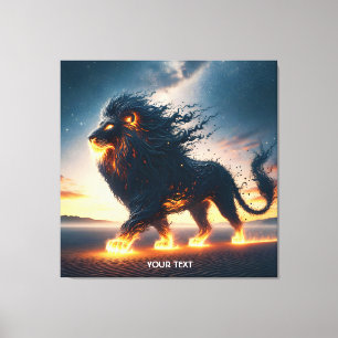 Fantasy Cute Lion Desert Fire Canvas Print