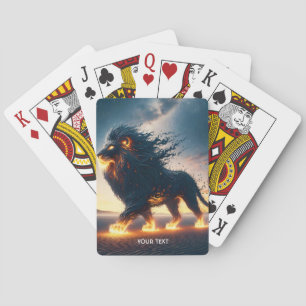 Fantasy Cute Lion Desert Fire Playing Cards