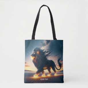 Fantasy Cute Lion Desert Fire Tote Bag