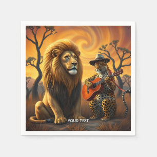Fantasy Cute Lion Tiger Guitar Napkin
