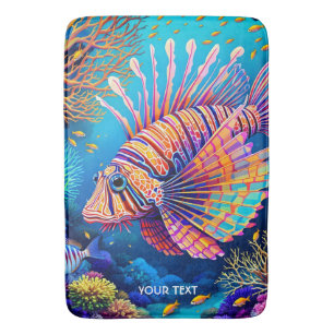 Fantasy Cute Lionfish Coral Reef Bath Mat