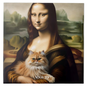 Fantasy Cute Lisa Holding Cat Ceramic Tile