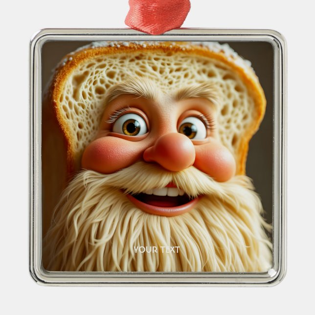 Fantasy Cute Loaf Bread Beard Metal Ornament (Front)