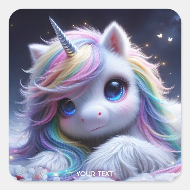 Fantasy Cute Lovely Baby Unicorn Square Sticker (Front)