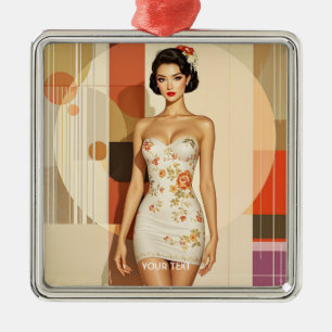 Fantasy Cute Lovely Japanese Lady Metal Ornament
