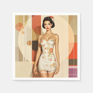Fantasy Cute Lovely Japanese Lady Napkin