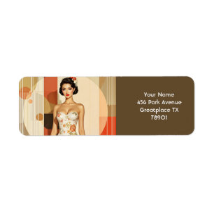 Fantasy Cute Lovely Japanese Lady Return Address Label