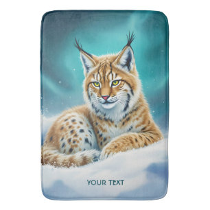 Fantasy Cute Lynx Cub Winter Bath Mat