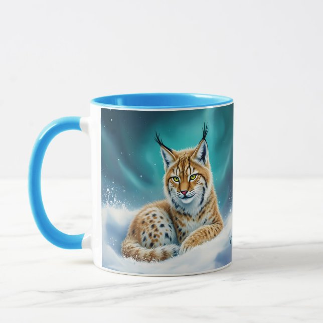Fantasy Cute Lynx Cub Winter Mug (Left)