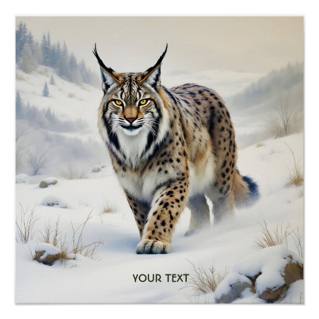 Fantasy Cute Lynx Winter Snow Poster (Front)