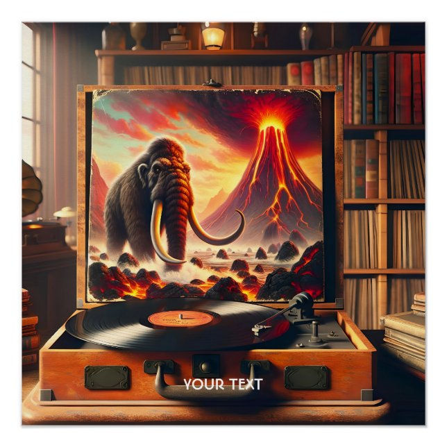 Fantasy Cute Mammoth Vinyl Player Poster (Front)