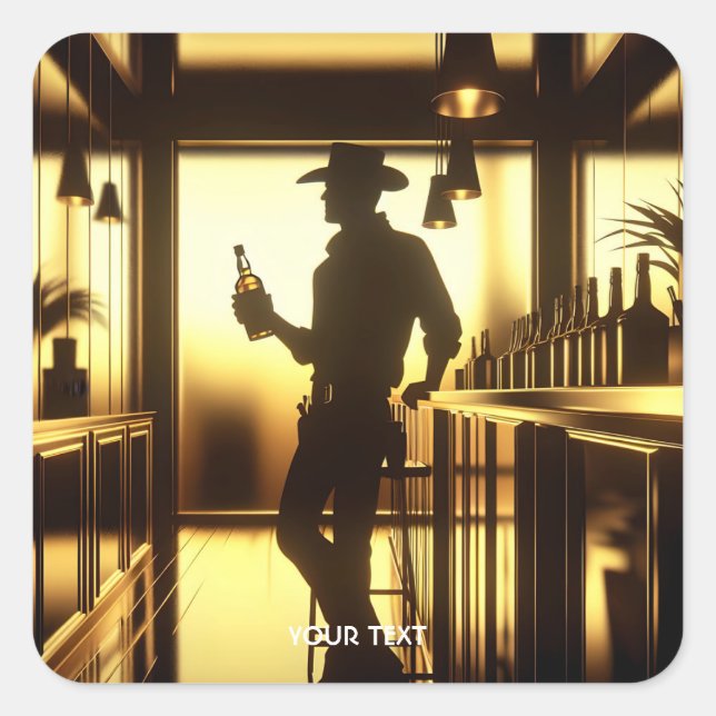Fantasy Cute Man Bar Reflection Square Sticker (Front)