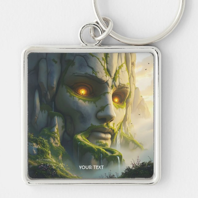 Fantasy Cute Man Face Rock Key Ring (Front)