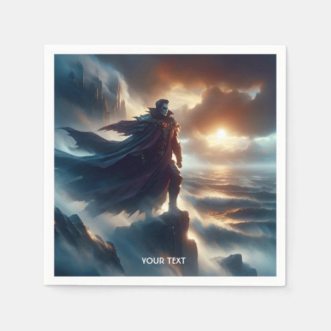 Fantasy Cute Man Night Sea Napkin (Front)