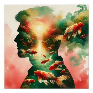 Fantasy Cute Man Sea Fish Poster