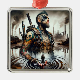 Fantasy Cute Man Tattoo Water Metal Ornament