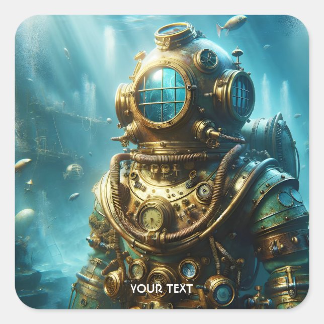 Fantasy Cute Man Under Water Square Sticker (Front)