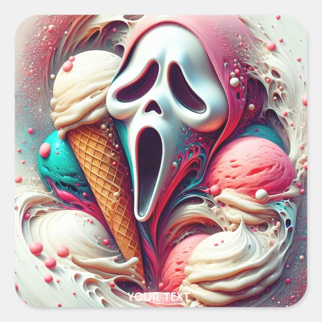 Fantasy Cute Mask Ice Scream Square Sticker (Front)