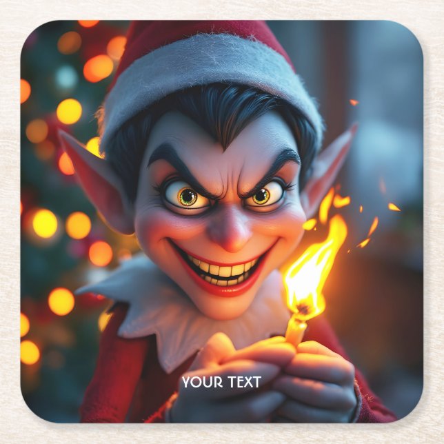 Fantasy Cute  Match Christmas Tree Square Paper Coaster (Front)