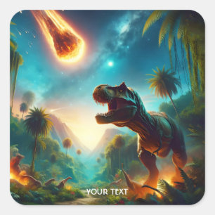 Fantasy Cute Meteor Scared T-Rex  Square Sticker