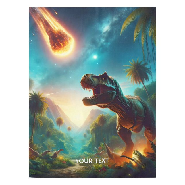 Fantasy Cute Meteor Scared T-Rex  Tablecloth (Front)