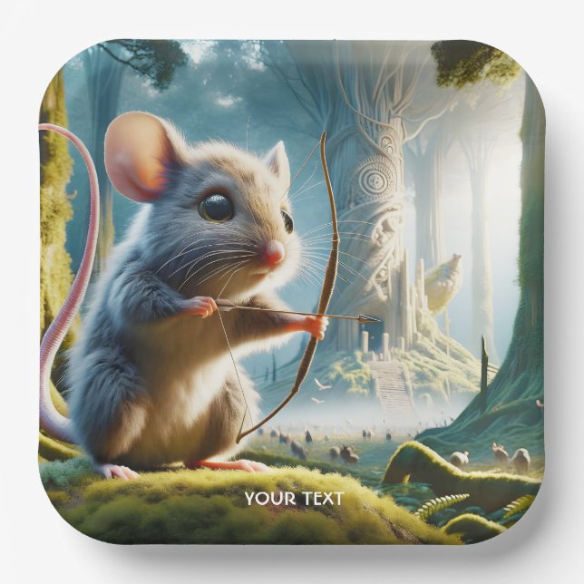 Fantasy Cute Mice Bow Forest Paper Plate (Front)